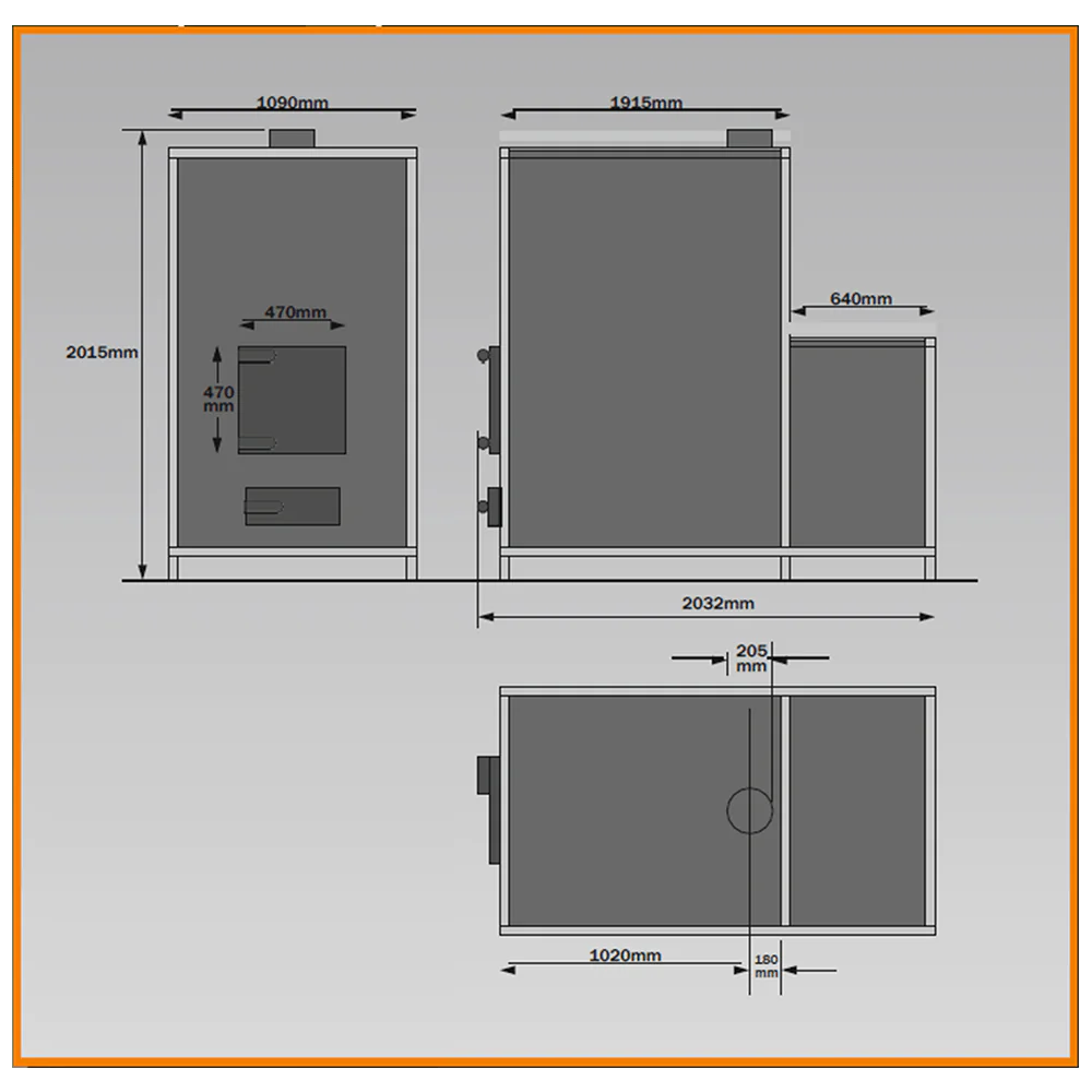 WT10 Wood Waste Heater Floor Plan